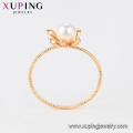 15433 xuping nouveau concepteur simple cercle romantique perle d&#39;eau douce 18 k plaqué or bague pour le mariage nuptiale